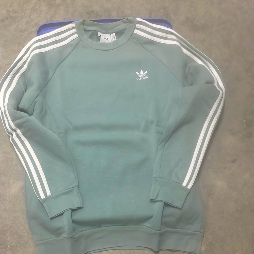 adidas Originals Crewneck Sweater in Mint Green and White worn a couple times